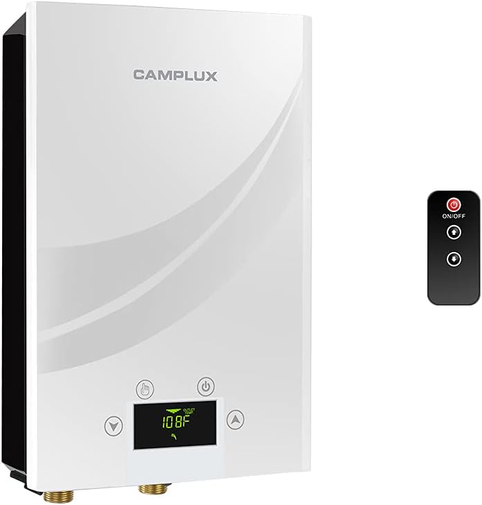27kW 240V Electric Tankless Water Heater with Digital Display and Remote Control Black C596