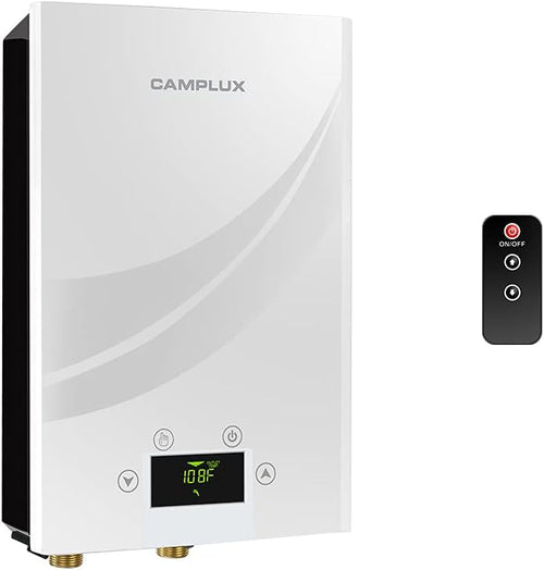 27kW 240V Electric Tankless Water Heater with Digital Display and Remote Control Black C596