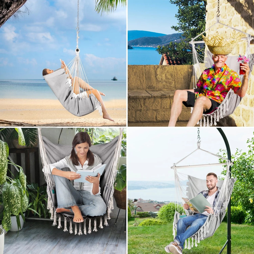 Cotton Weave Hammock Chair with Wood Spreader Bar R8167