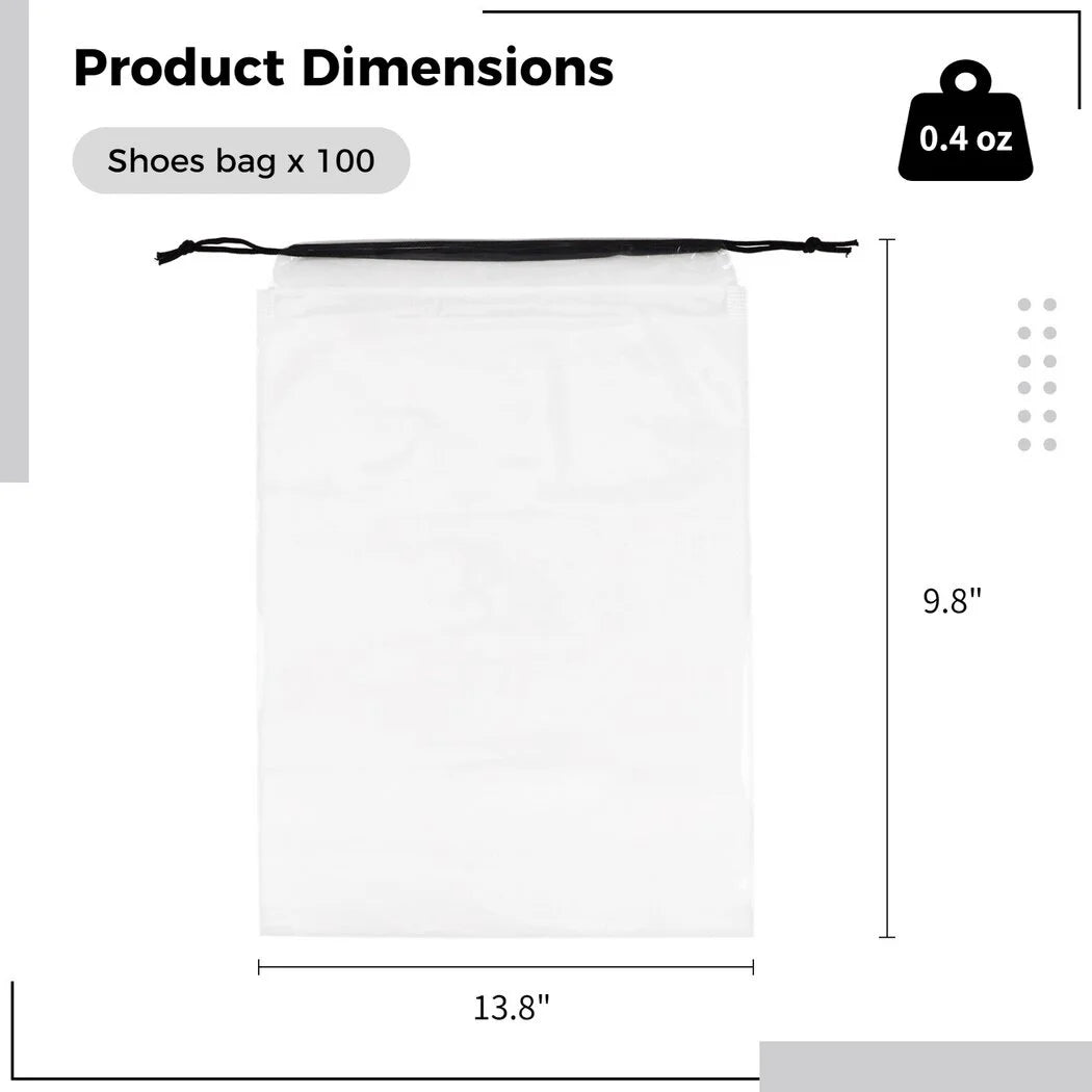 100Pcs Clear Drawstring Shoe Storage Bags V37013