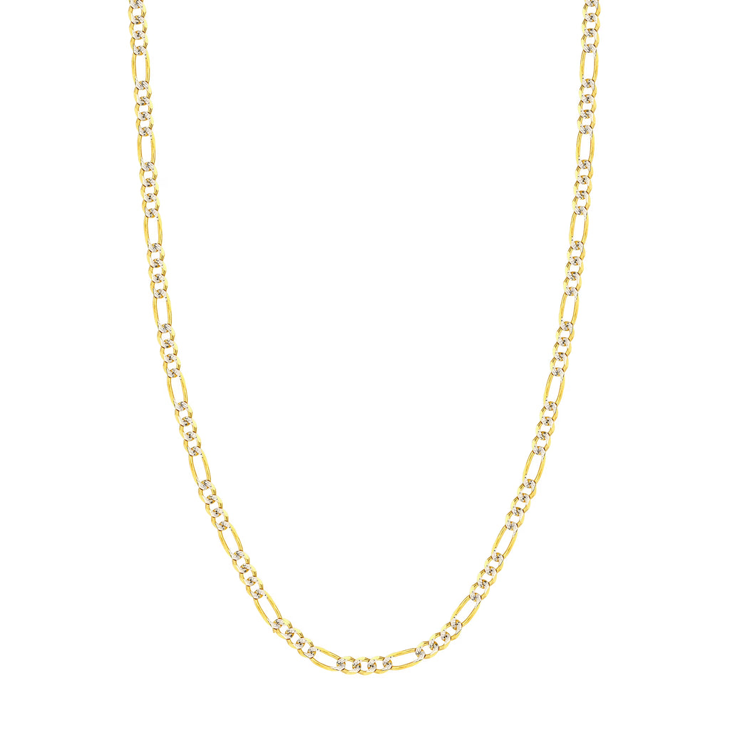 14K Two-Tone Gold 24" 4.75mm Pave Figaro Chain Necklace J93270