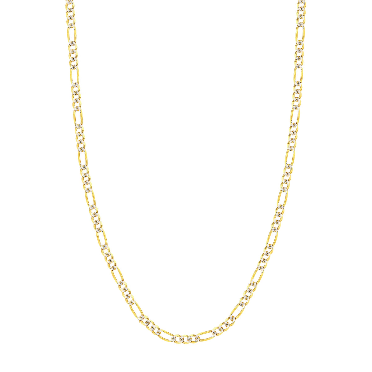 14K Two-Tone Gold 24" 4.75mm Pave Figaro Chain Necklace J93270