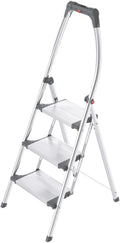 Aluminum Folding Stepladder with Three Extra Large Steps and Storage Tray I99558