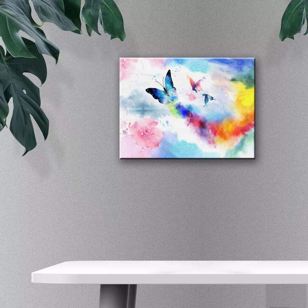 Colorful Butterfly Framed Canvas Wall Art (16'' x 24'') O116