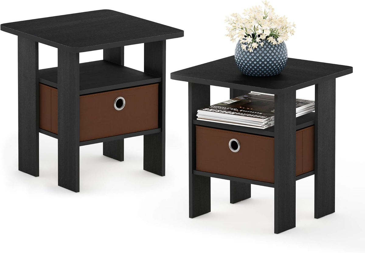 2-Pack Bin Drawer End Table Nightstand W830