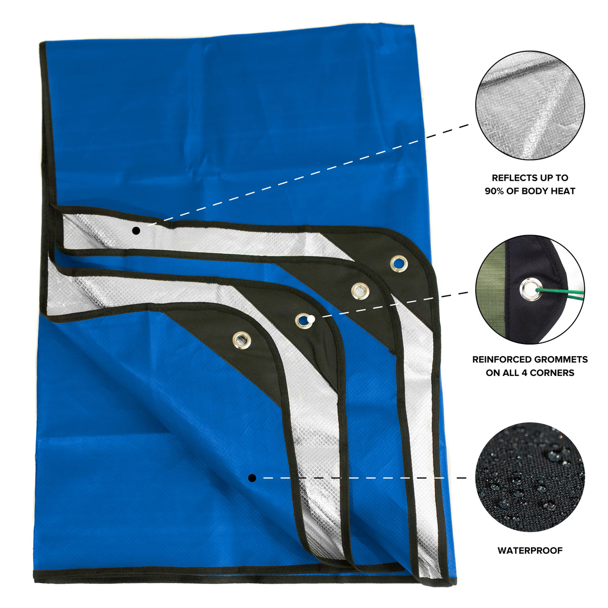 Outdoor Survival Blanket, 60" x 82", Insulated Thermal Reflective Tarp J8716
