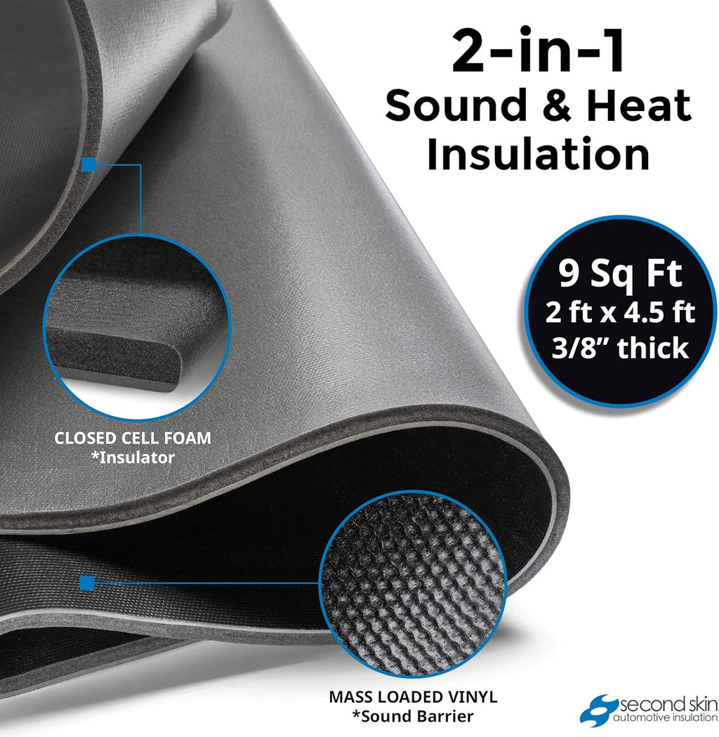 2 in 1 Sound Insulation for Cars Mass Loaded Vinyl and Closed Cell Foam W872250