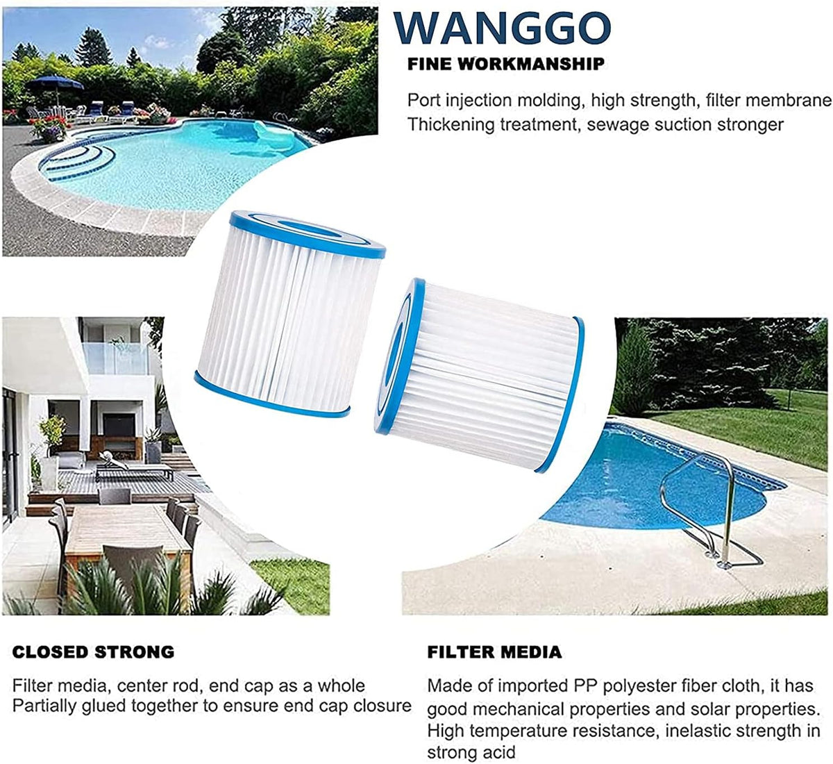 Pool Filter Pump with 1 Filter Cartridge, Type H Cartridges-4 Pcs, Pack of 2 M2884
