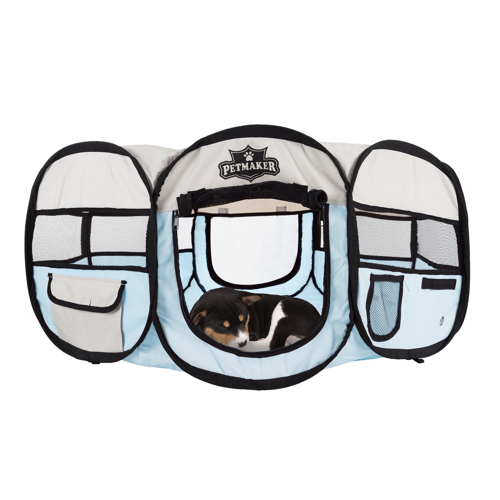 Blue Pop-Up Dog Crate with Carrying Bag Y10129