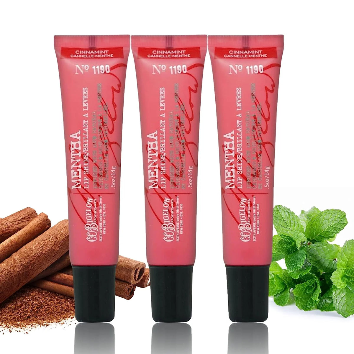Cinnamint Mentha Lip Shine Lip Balm Trio, 3 Pack, 0.5 oz each V7390