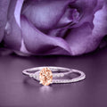 2.00 Carat Oval Cut Morganite And Diamond Moissanite Engagement Ring Set in 925 Sterling Silver With 18k White Gold Plating D105920
