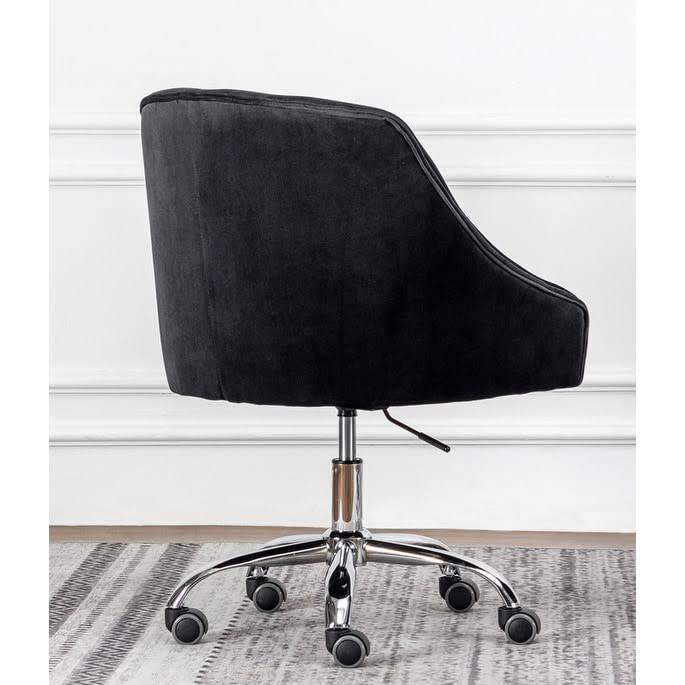 Cream Velvet Swivel Task Chair with Silver Base N1260