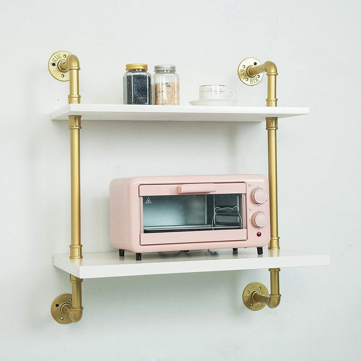 Industrial Retro Wall Mount Iron Pipe Microwave Oven Shelf Stand L139033