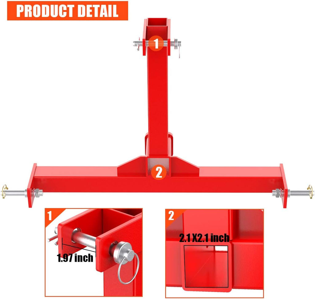 Red 3 Point Trailer Hitch with 2 Receivers T761270