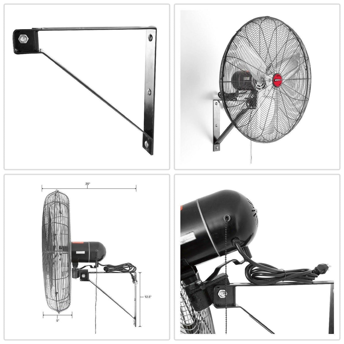24 inch Oscillating Wall Mount Fan W3168