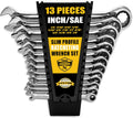 13 Pieces Slim Profile Ratcheting Wrench with Rack Organizer G5692