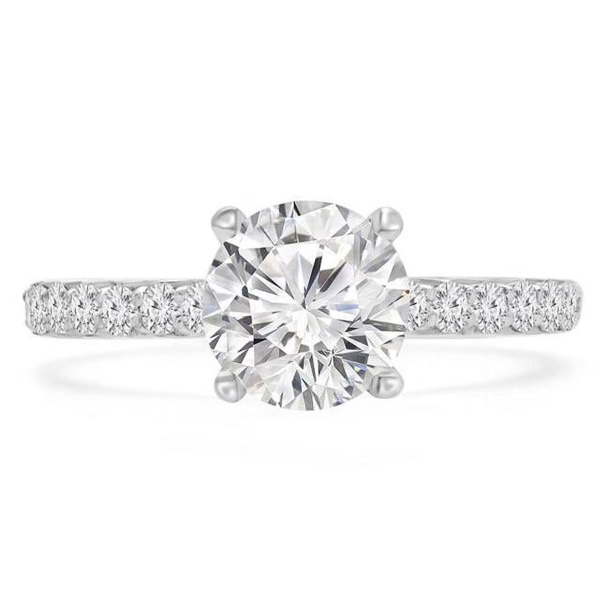 14K White Gold Round Diamond Solitaire Engagement Ring A540207
