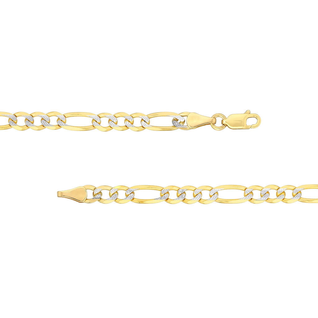 14K Two-Tone Gold 24" 4.75mm Pave Figaro Chain Necklace J93270