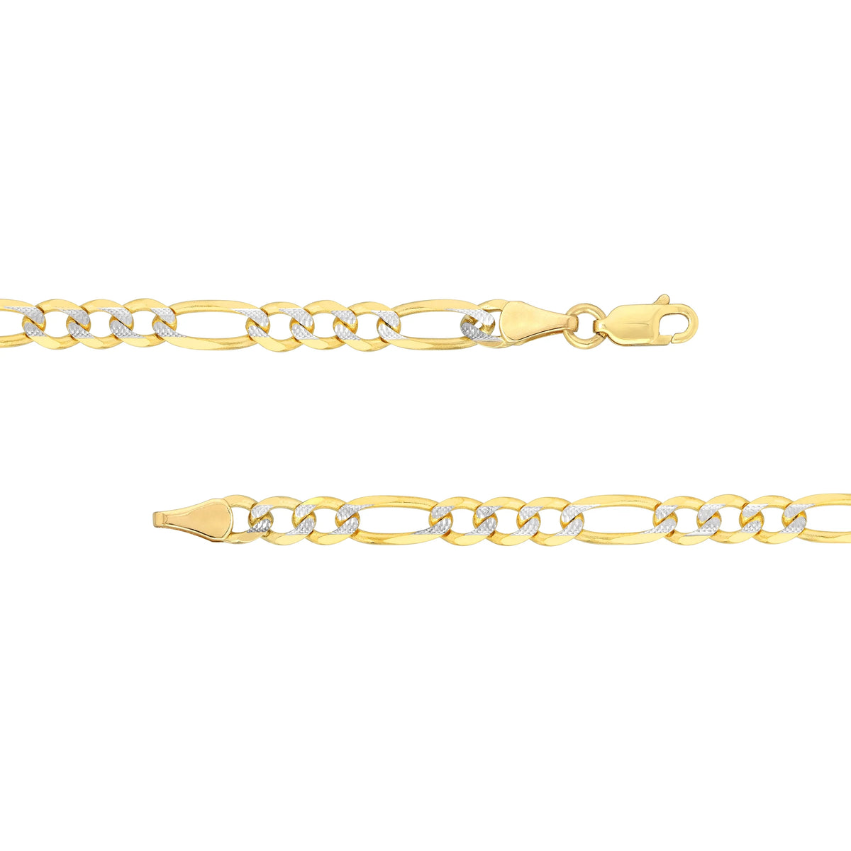 14K Two-Tone Gold 24" 4.75mm Pave Figaro Chain Necklace J93270