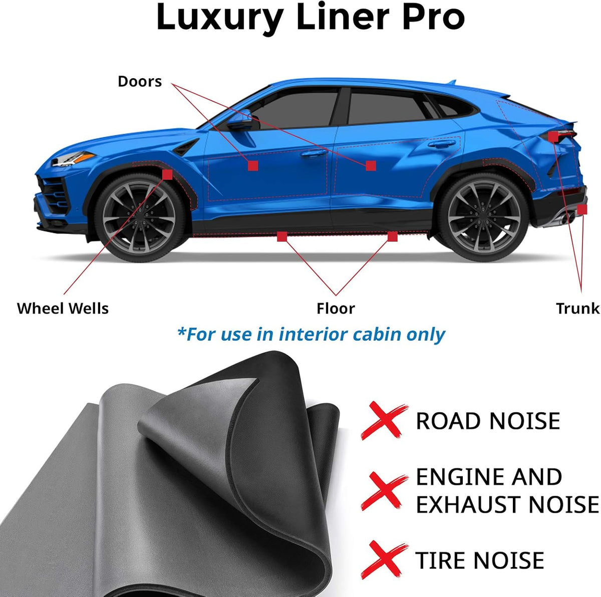 2 in 1 Sound Insulation for Cars Mass Loaded Vinyl and Closed Cell Foam W872250