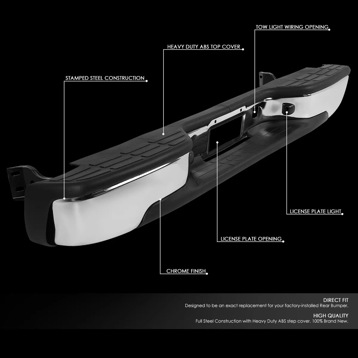 Carbon Steel Rear Step Bumper with License Plate Light Y687786