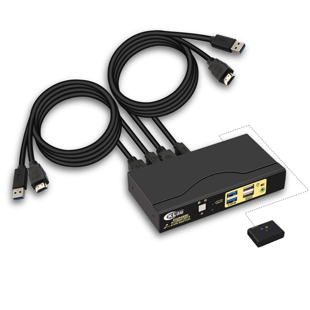 KVM Switch HDMI 4 Port with USB Hub, Audio and 4 KVM Cables P53494