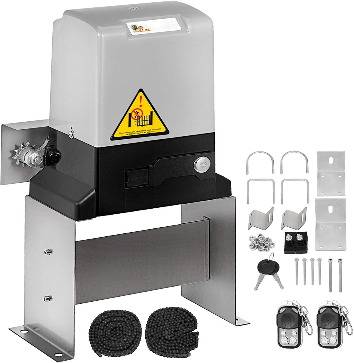 Sliding Gate Opener with 2 Remote Controls, Gate Operator Hardware Kit E6036