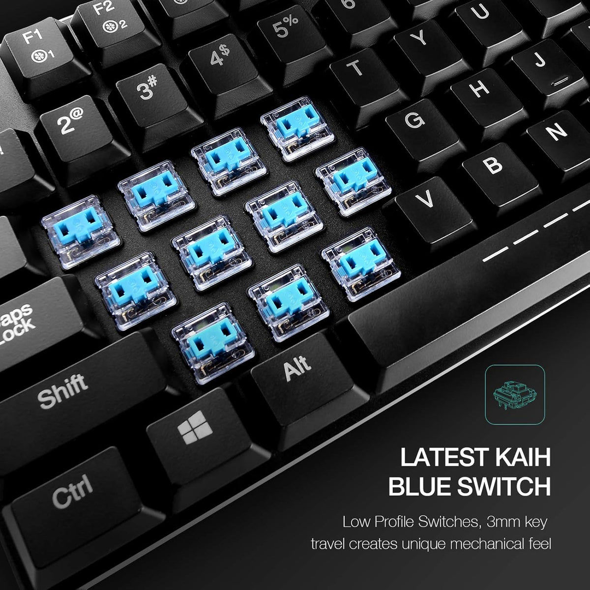87 Keys Wired Gaming Keyboard with Blue Switches, Black, Pack of 2 O705418