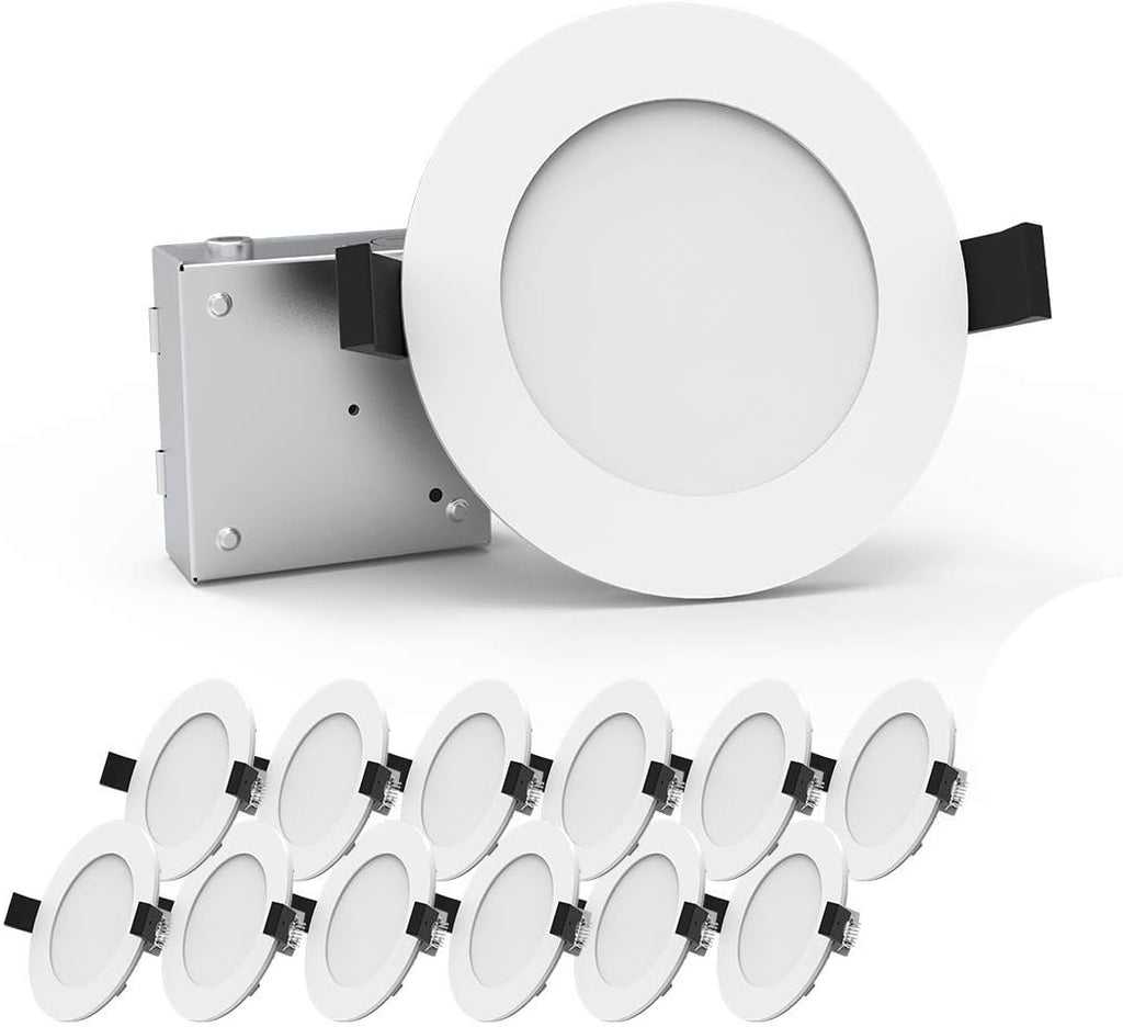 12Pack 6 Inch 12W 80W Eqv 800 Lm Dimmable Ultra Thin LED Recessed Lighting (5000K) D906