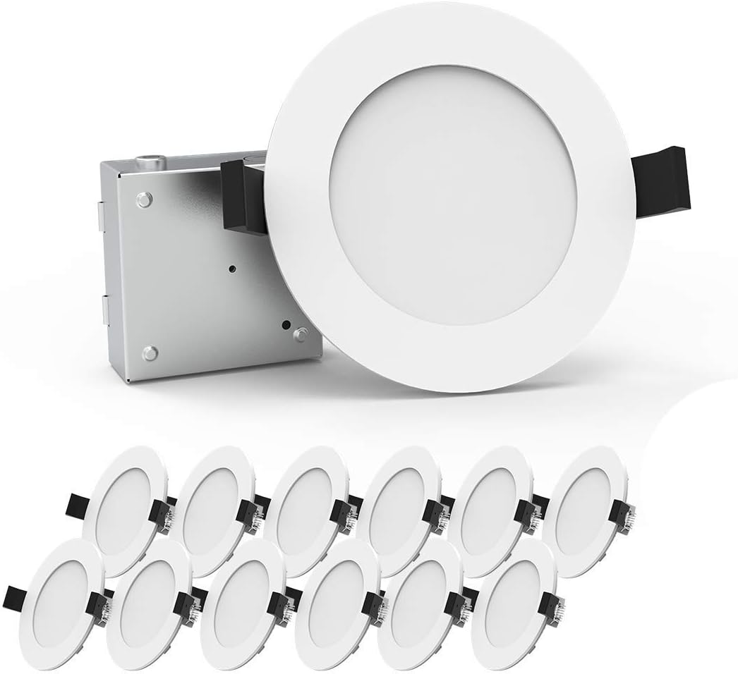 12Pack 6 Inch 12W 80W Eqv 800 Lm Dimmable Ultra Thin LED Recessed Lighting (5000K) D906