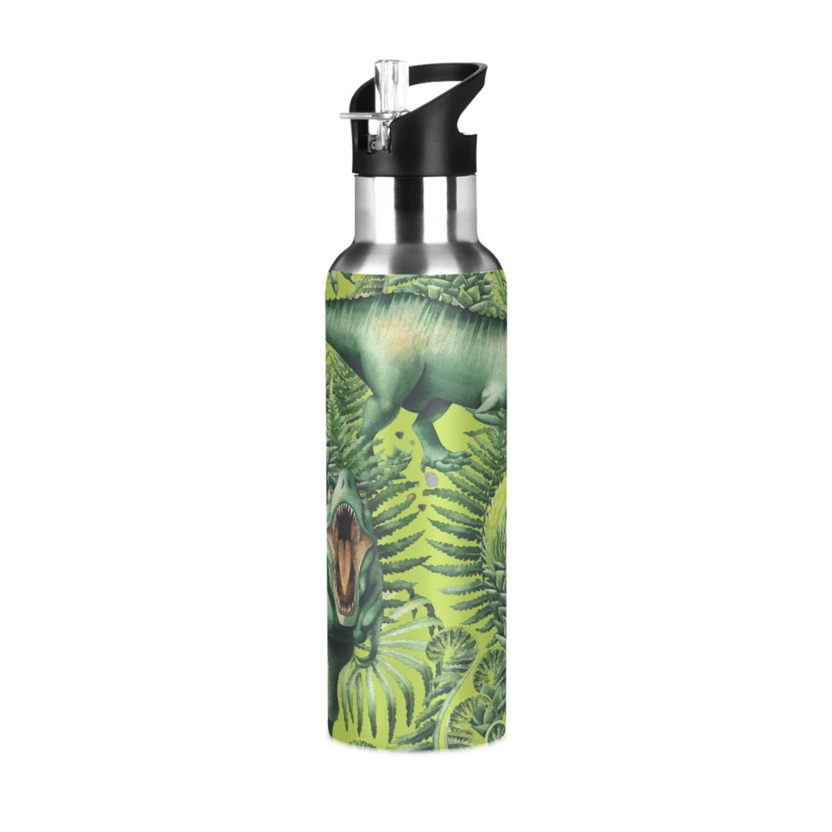 Stainless Steel Insulated Thermos Vacuum Flask Water Bottle with Straw Lid L189778