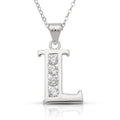 925 Sterling Silver 16 Inch CZ Cubic Zirconia Simulated Diamond Initial L Necklace C92673