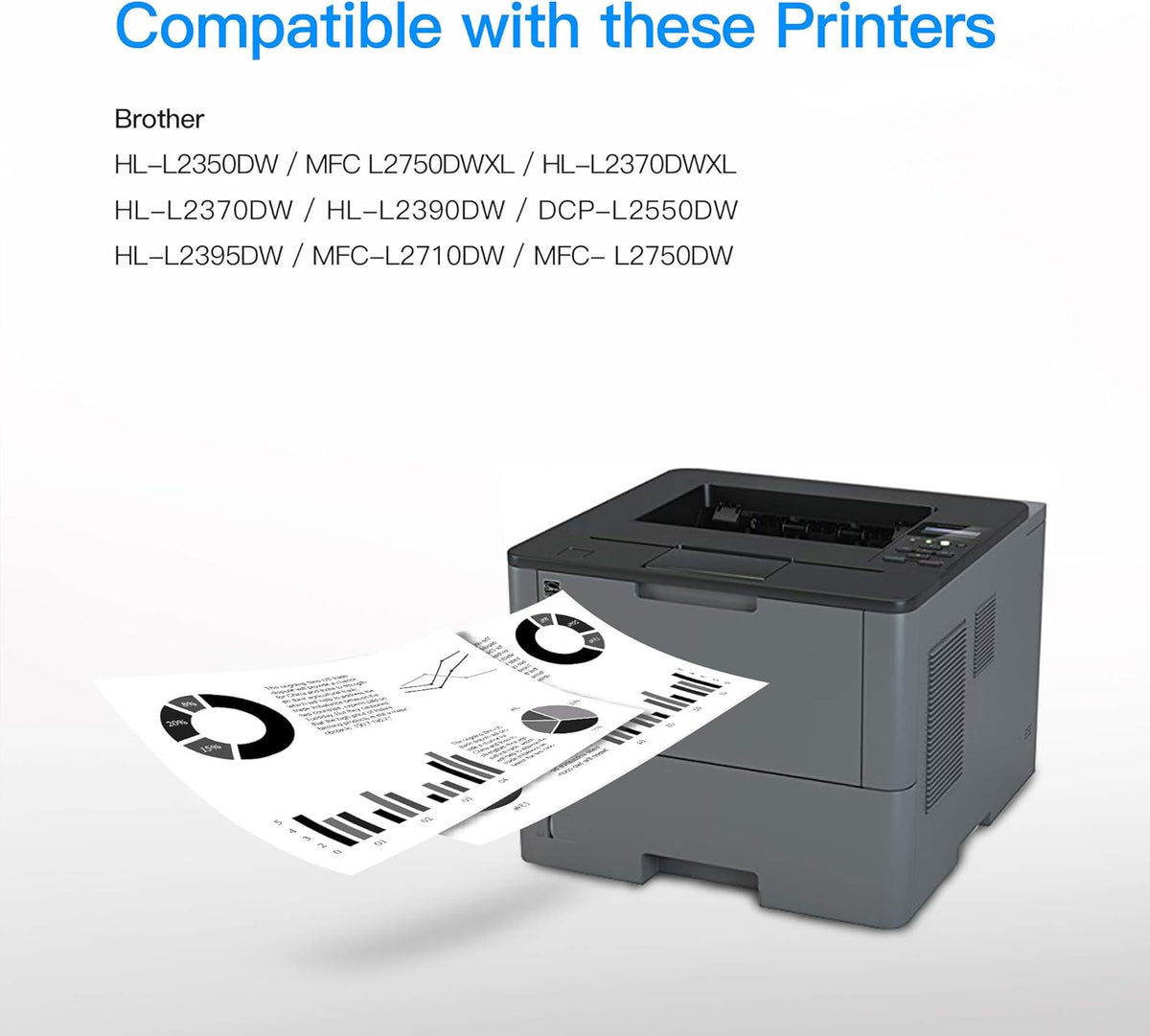 Compatible Toner Cartridge & Drum Unit Replacements for Brother Printer (2 Toner Cartridges, 1 Drum Unit, 3 Pack) N64122