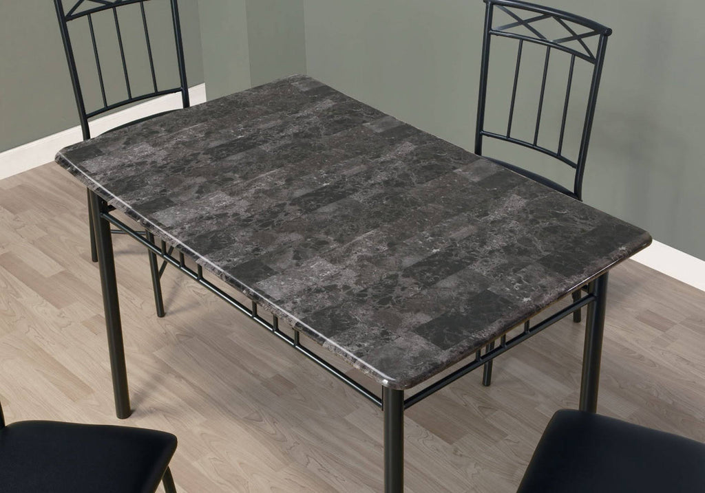 5pcs Grey Foam Metal Leather Look Dining Set C5922