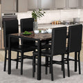 5 Piece Faux Marble Rectangular Dining Table Set with 4 Upholstered Metal Chairs W9041