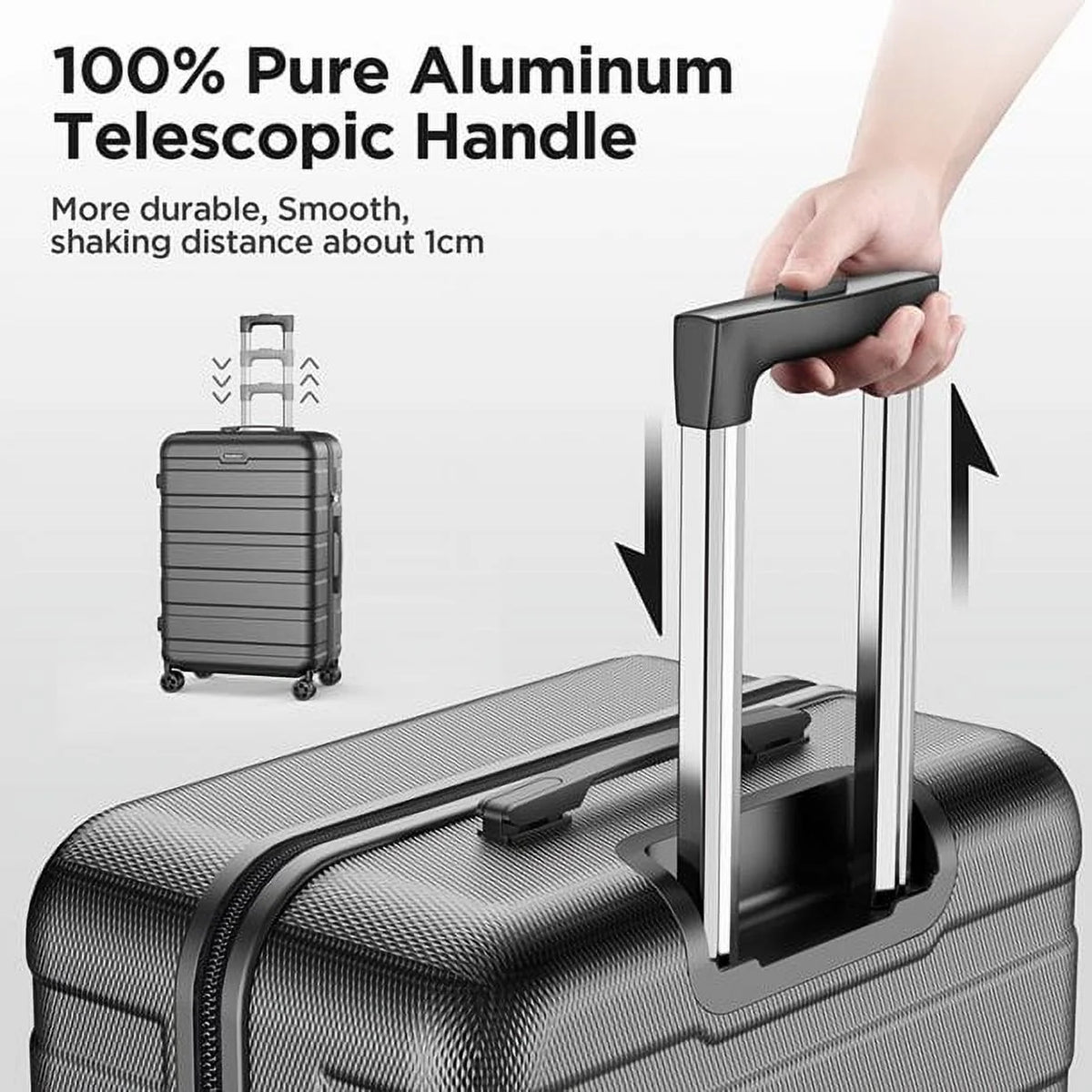5 Piece Hardside Luggage Suitcase Set with 360° Double Spinner Wheels Integrated TSA Lock ABS Hardshell P868301