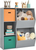 Grey Wooden 5 Cubbies Toy Storage Organizer with Bookcase N33299