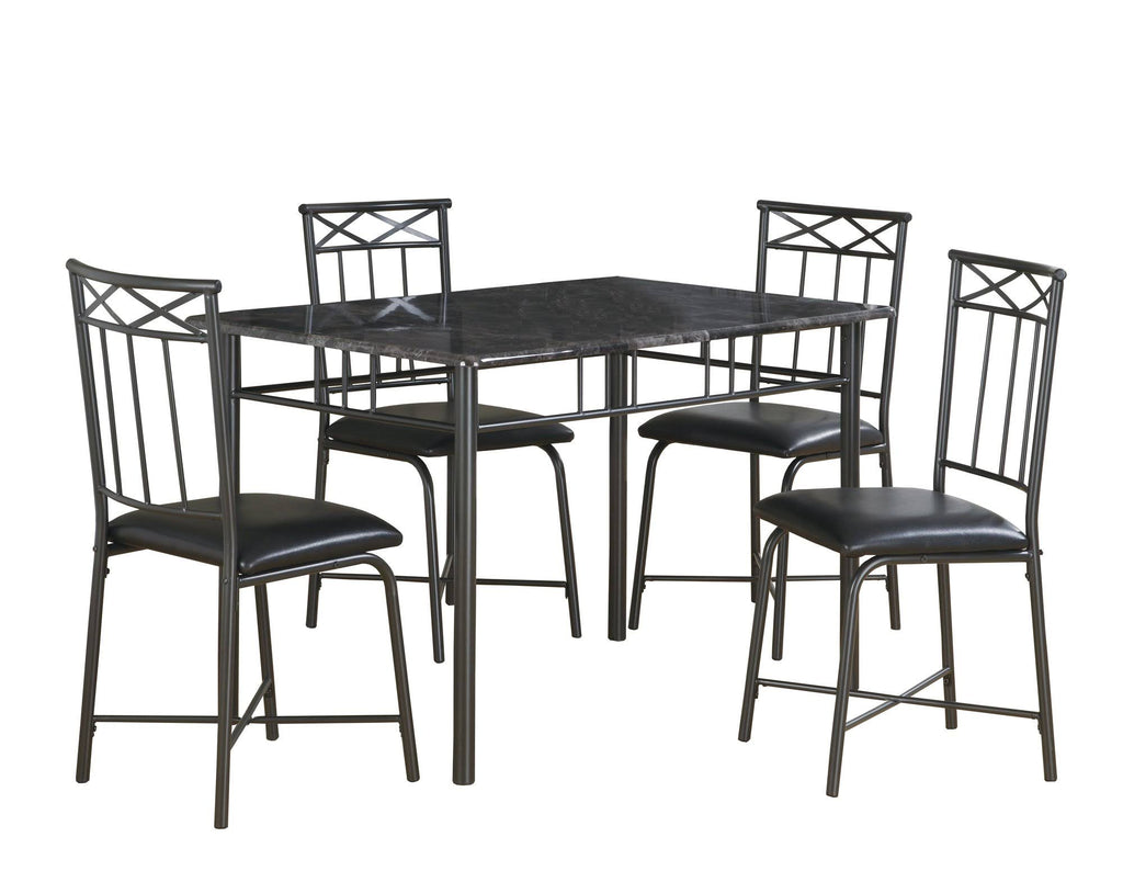 5pcs Grey Foam Metal Leather Look Dining Set C5922