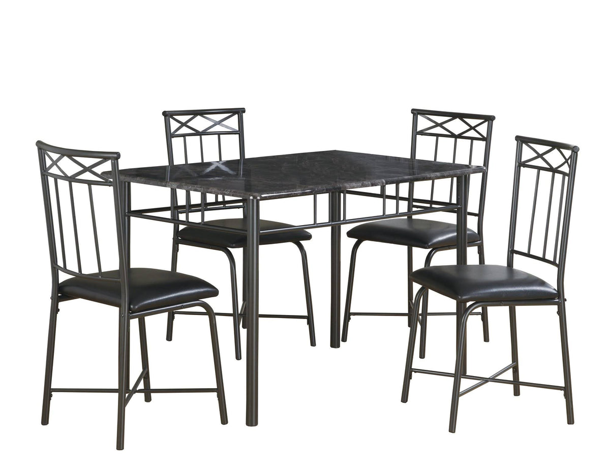 5pcs Grey Foam Metal Leather Look Dining Set C5922