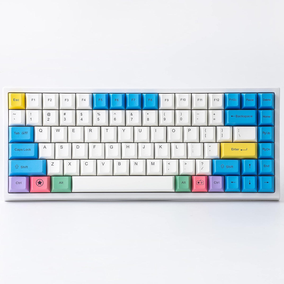 84 Keys Hot Swappable Wired Mechanical Keyboard with PBT Keycaps, RGB, Gateron Blue Switch B80505