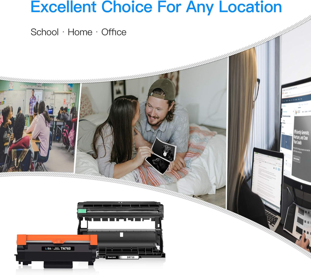 Compatible Toner Cartridge & Drum Unit Replacements for Brother Printer (2 Toner Cartridges, 1 Drum Unit, 3 Pack) N64122