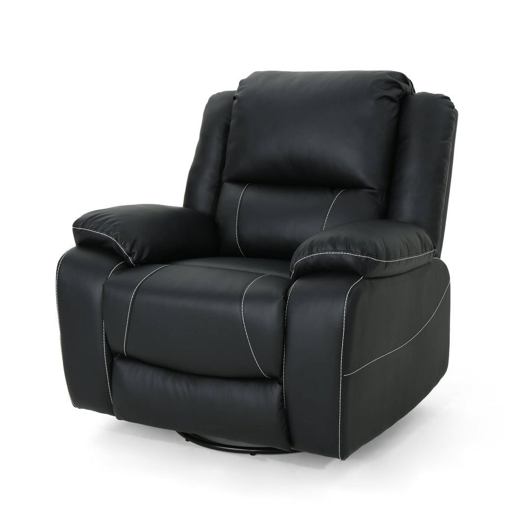 Light Gray Tufted Leather Swivel Recliner R38573