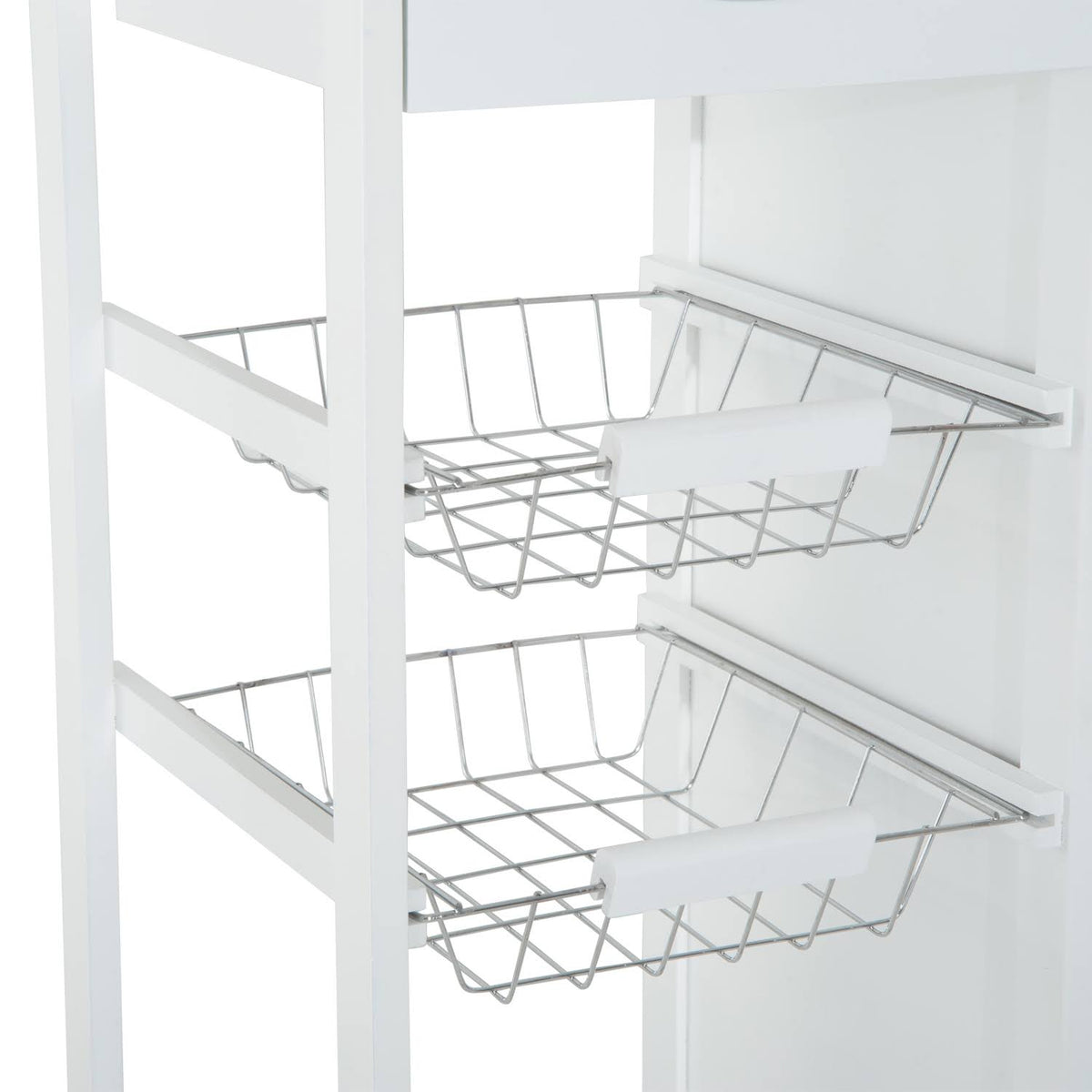 Rolling Kitchen Trolley Serving Cart with Drawers and Cabinet Q68401
