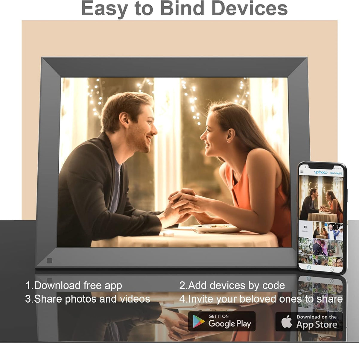 WiFi Large Digital Picture Photo Frame 15-Inch Touch Screen 32GB Memory Y646
