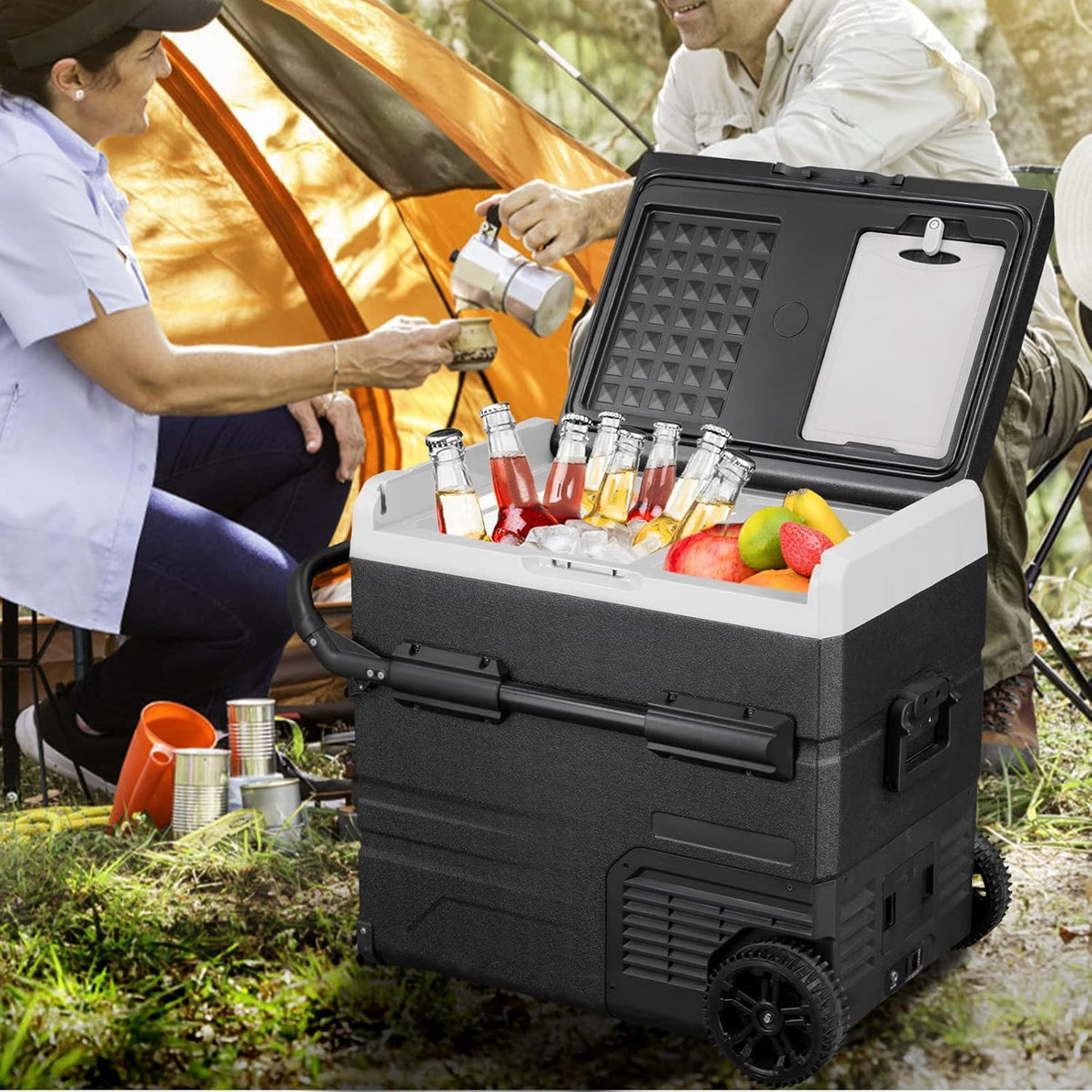 12 Volt Dual Zone Car Fridge Freezer Electric Compressor Cooler, Black Y62927