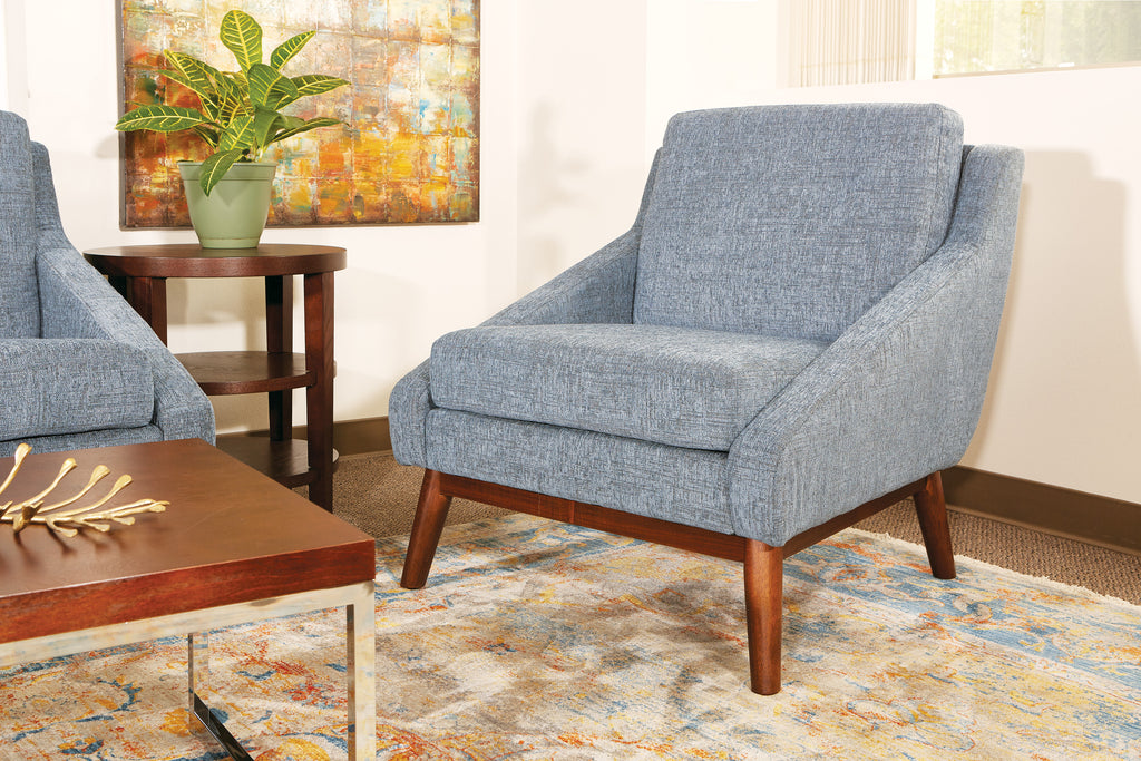 Navy Fabric Chair with Coffee Legs S7899