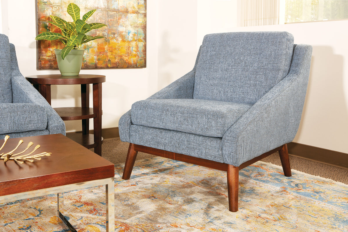 Navy Fabric Chair with Coffee Legs S7899