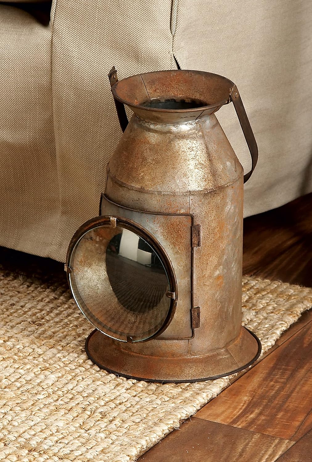 Distressed Metal Glass Candle Lantern, Pack of 2 G1130