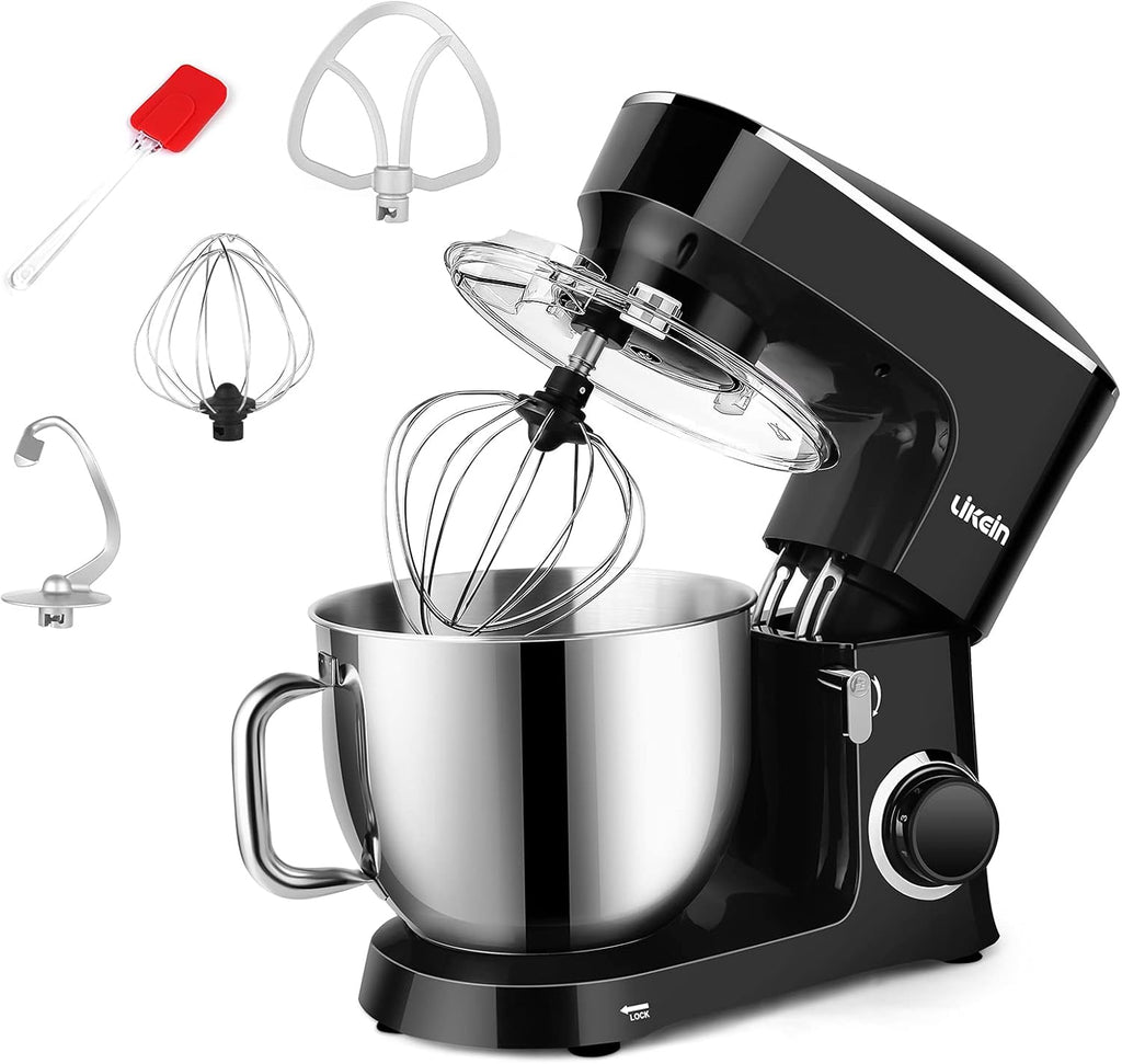 7.4QT 660W Electric Stand Mixer with Dough Hook, Mixing Beater, Whisk, Splash Guard (Black) O667172