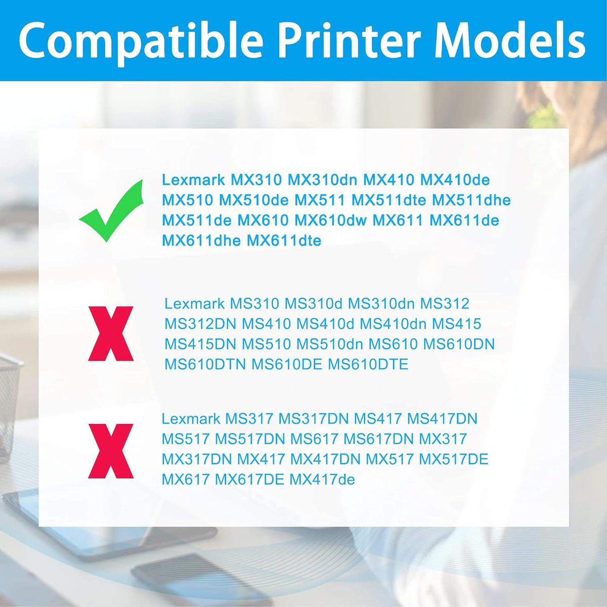 Compatible Toner Cartridge Replacement for Lexmark 60F1000 (2-Pack Black) R82616